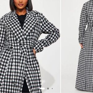 Fashion Nova Black and White Checkered Coat